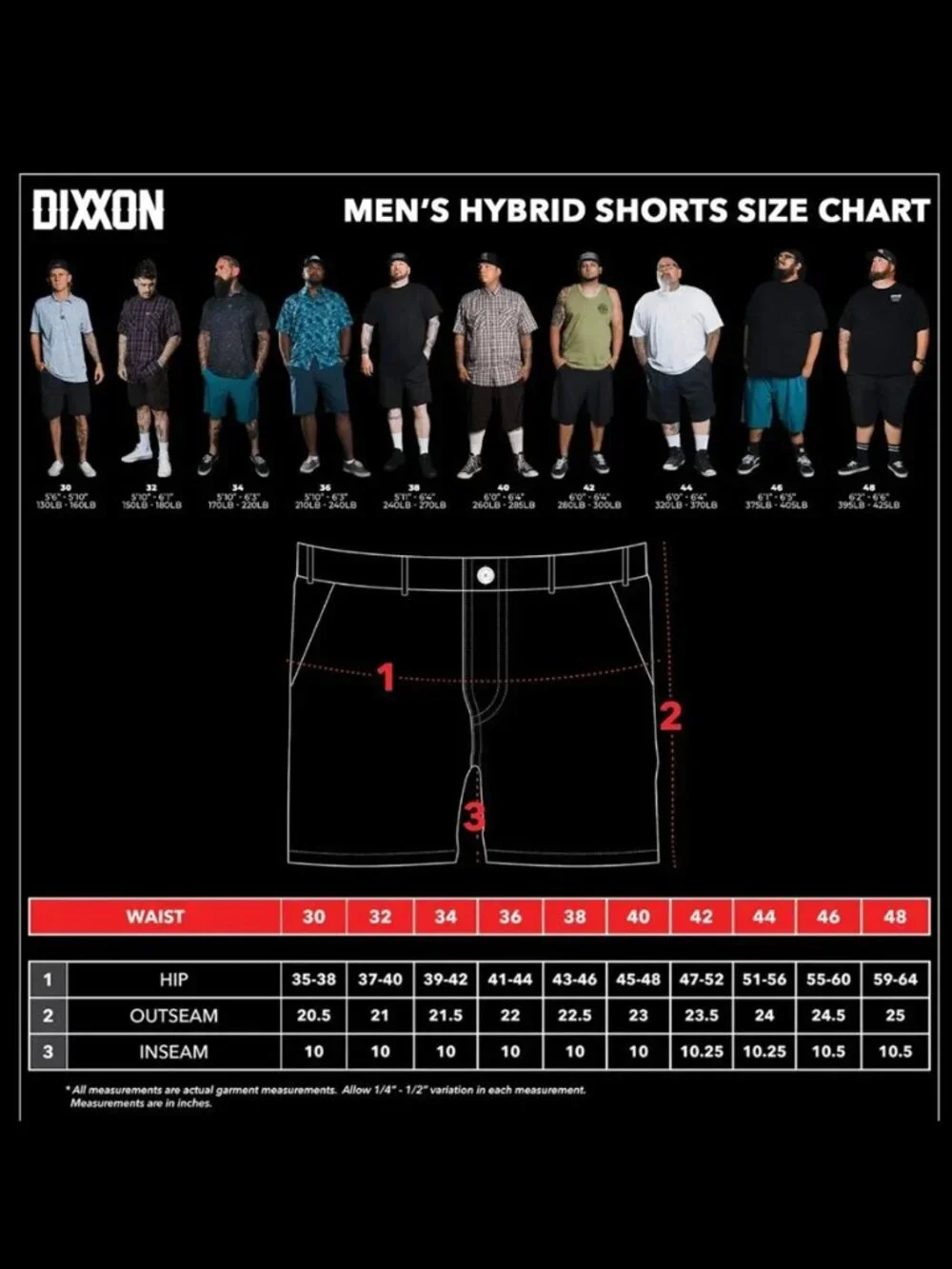 DIXXON Premium Shorts Men’s Black Woodland Hybrid Shorts Size 44